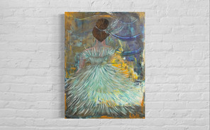 Dance dancer blue gold ballet night painting fashion illustration abstract