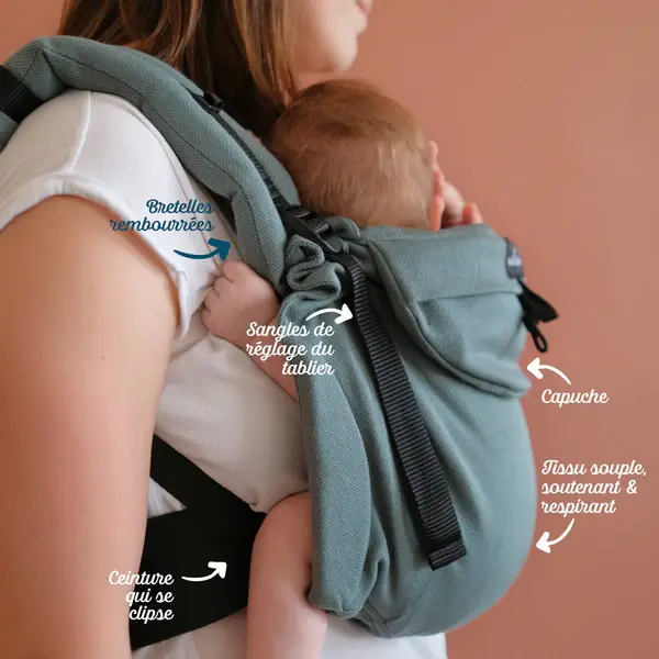 Miniature : Porte-bébé évolutif à clipser  - Néo eucalyptus - Néobulle