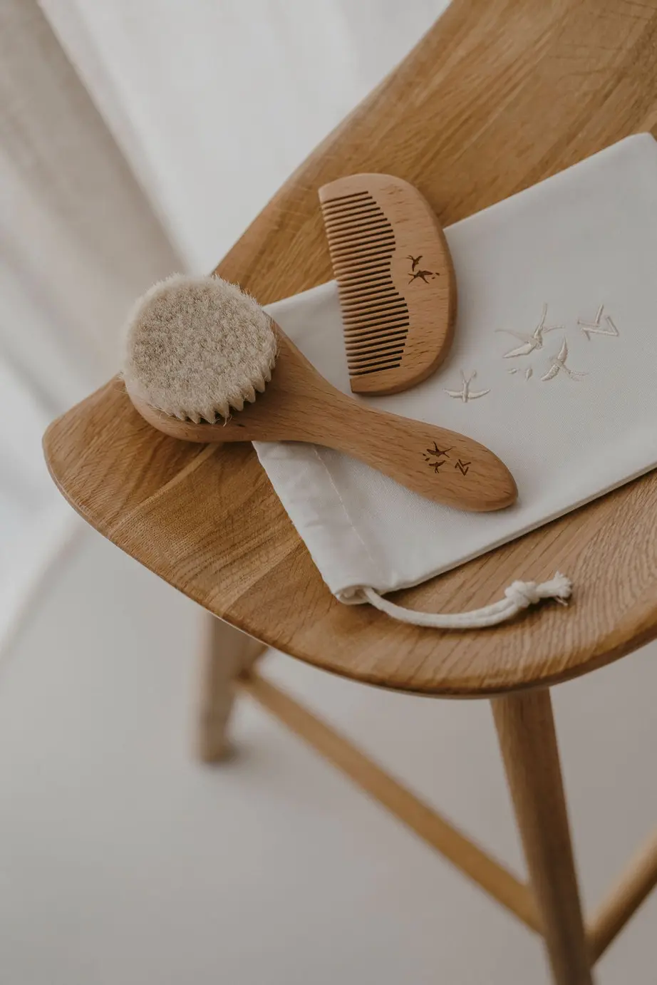 Miniature : Set de brosse & peigne - Hirondelles - Zakùw