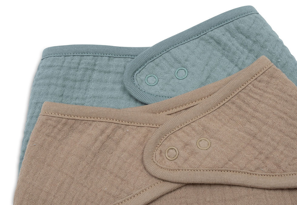 Miniature : Bavoir Bandana Gaze de Coton - Sea Green/Biscuit - Jollein