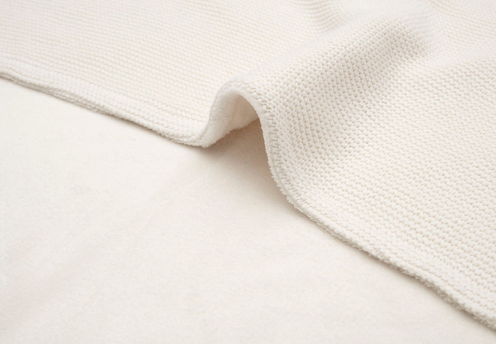 Miniature : Couverture berceau 75x100cm Basic Knit - Ivoire/Velvet - Jollein