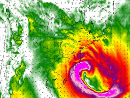Ciclone extratropical pode causar nas próximas horas ventos com mais de 100 km/h em regiões do RS