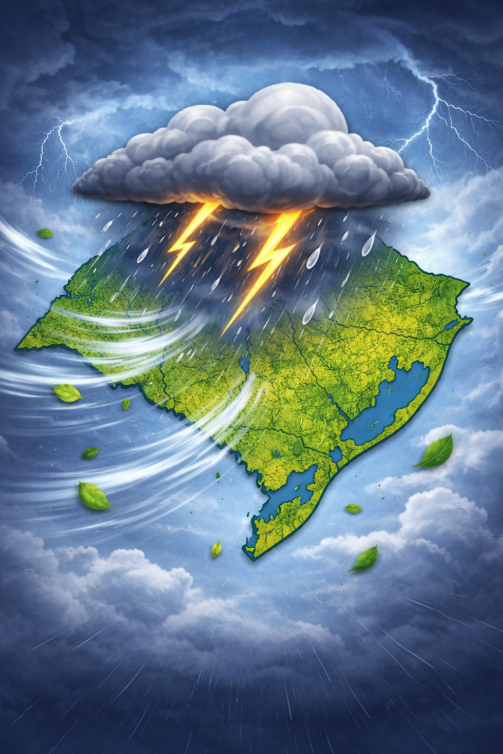 Terça-feira (07) terá temporais e risco de vendavais no Rio Grande do Sul