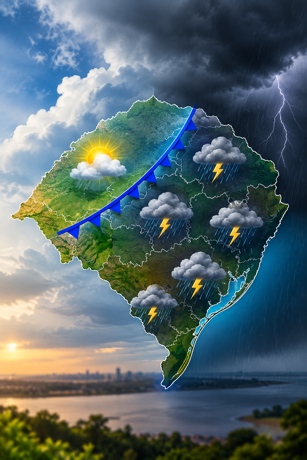 Frente fria traz temporais e quebra sequência de tempo firme nesta sexta-feira (18) no RS