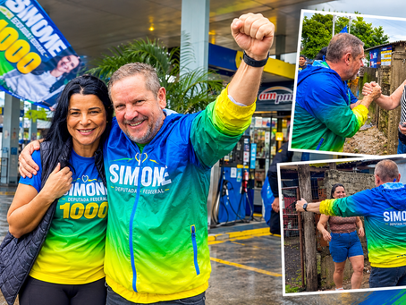 De porta em porta, prefeito Heliomar Franco busca votos para Simone Dutra — Por Bado Jacoby