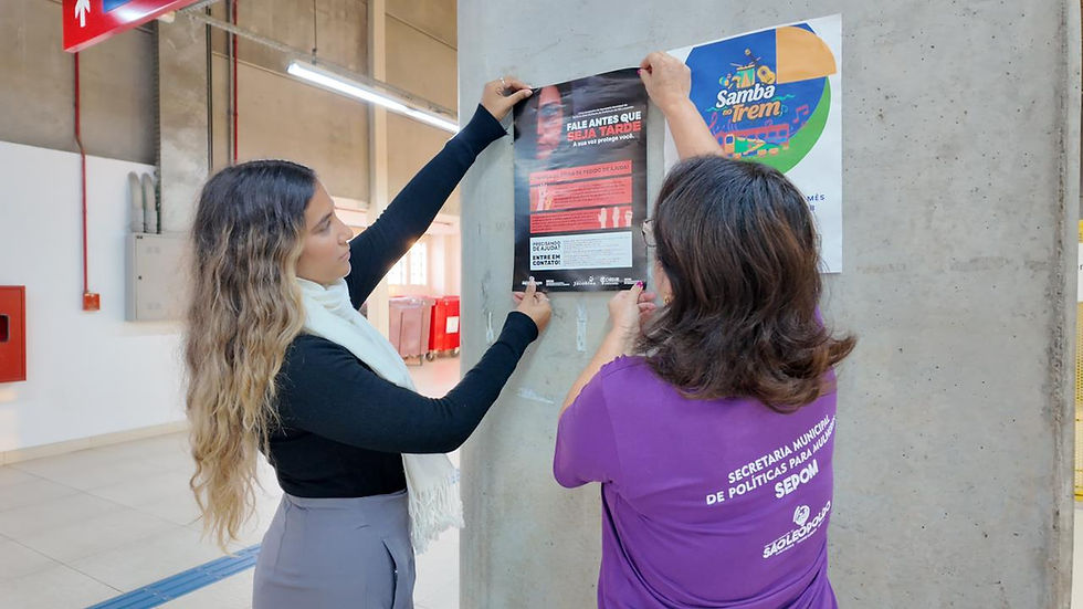 SEPOM leva ação de conscientização sobre proteção às mulheres para estação Rio dos Sinos