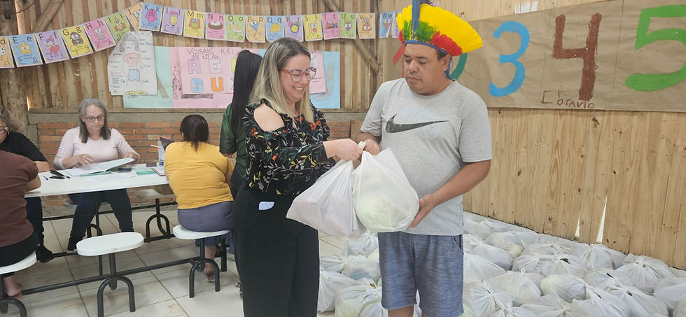 Famílias kaingangs recebem alimentos do Programa de Aquisição de Alimentos Indígenas