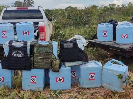 Polícia de Mato Grosso apreende 500 kg de cocaína com símbolo nazista