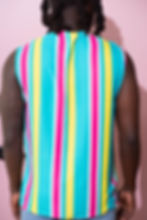 Teal Rainbow Striped Button-Up
