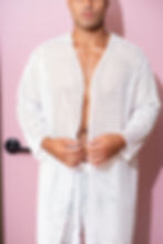 White Cotton Diamond Lace Robe (Long)