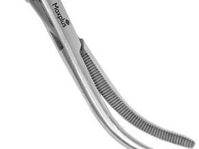 Surgical instruments from Max Plus featuring precision forceps with serrated tips for enhanced grip and control during medical procedures.