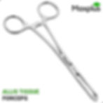 Eye-level view of Allis Tissue Forceps on a sterile surgical tray
