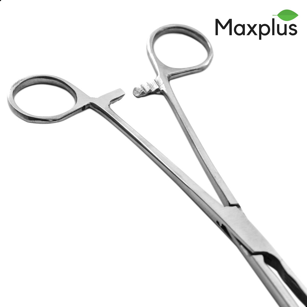 Surgical forceps by Max Plus, designed for precision and reliability in medical procedures.