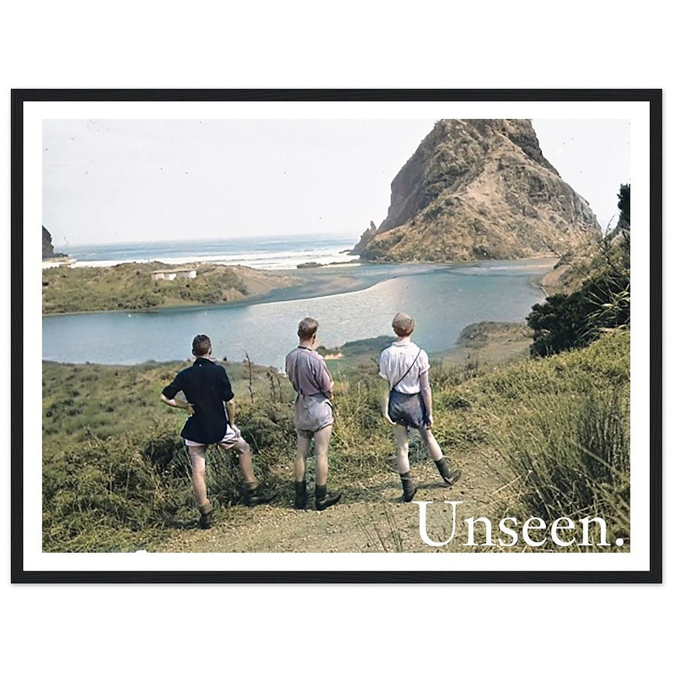 Lion Rock and Piha Beach, 1942.