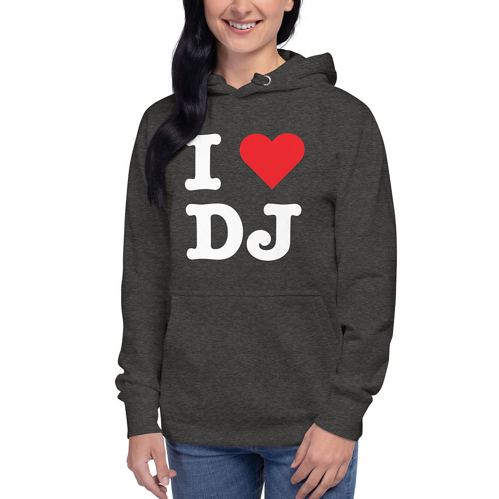Thumbnail: I Heart DJ Hoodie (white letters)