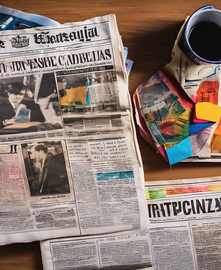 a colorful newspaper article on a desk.jpg