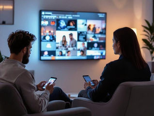 homem e mulher mexendo no celular