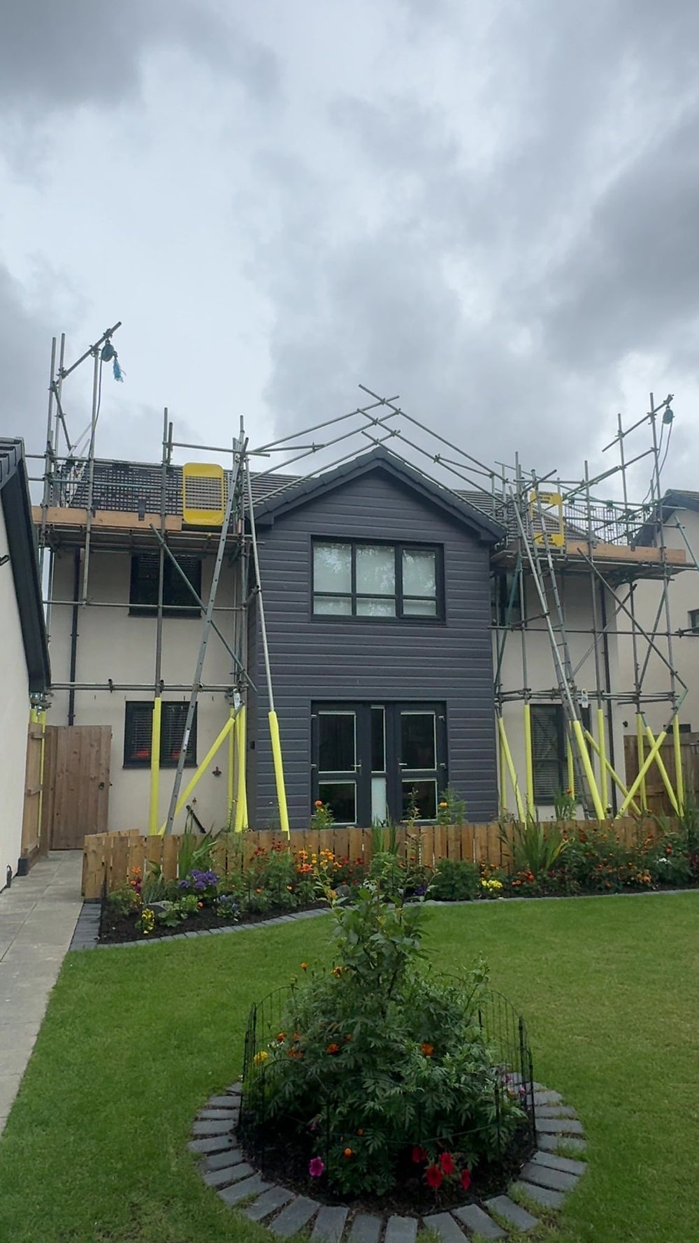 Scaffolding on a house by scaffolding contractor Durham