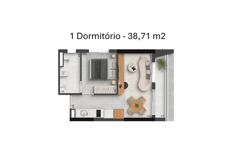 Planta Poema Liberdade - 1 Dormitório