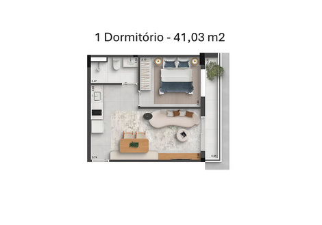 Planta Poema Liberdade - 1 Dormitório