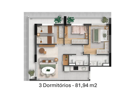 Planta Poema Liberdade - 1 Dormitório