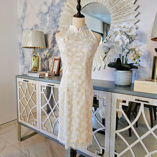 Iris Blossom Jacquard Cheongsam Dress (In-Stock) main image 1