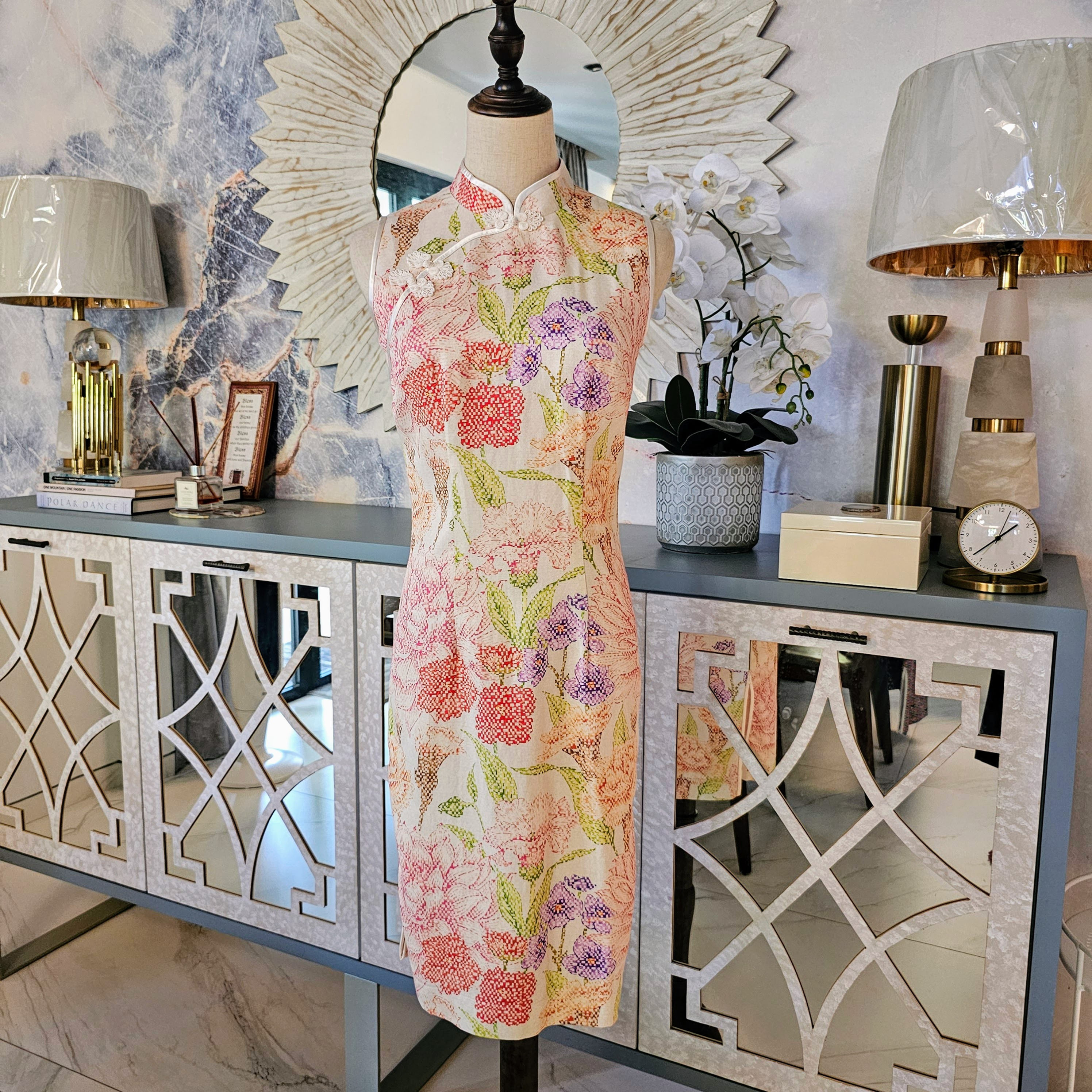 Pastel Blossoms Cheongsam Dress