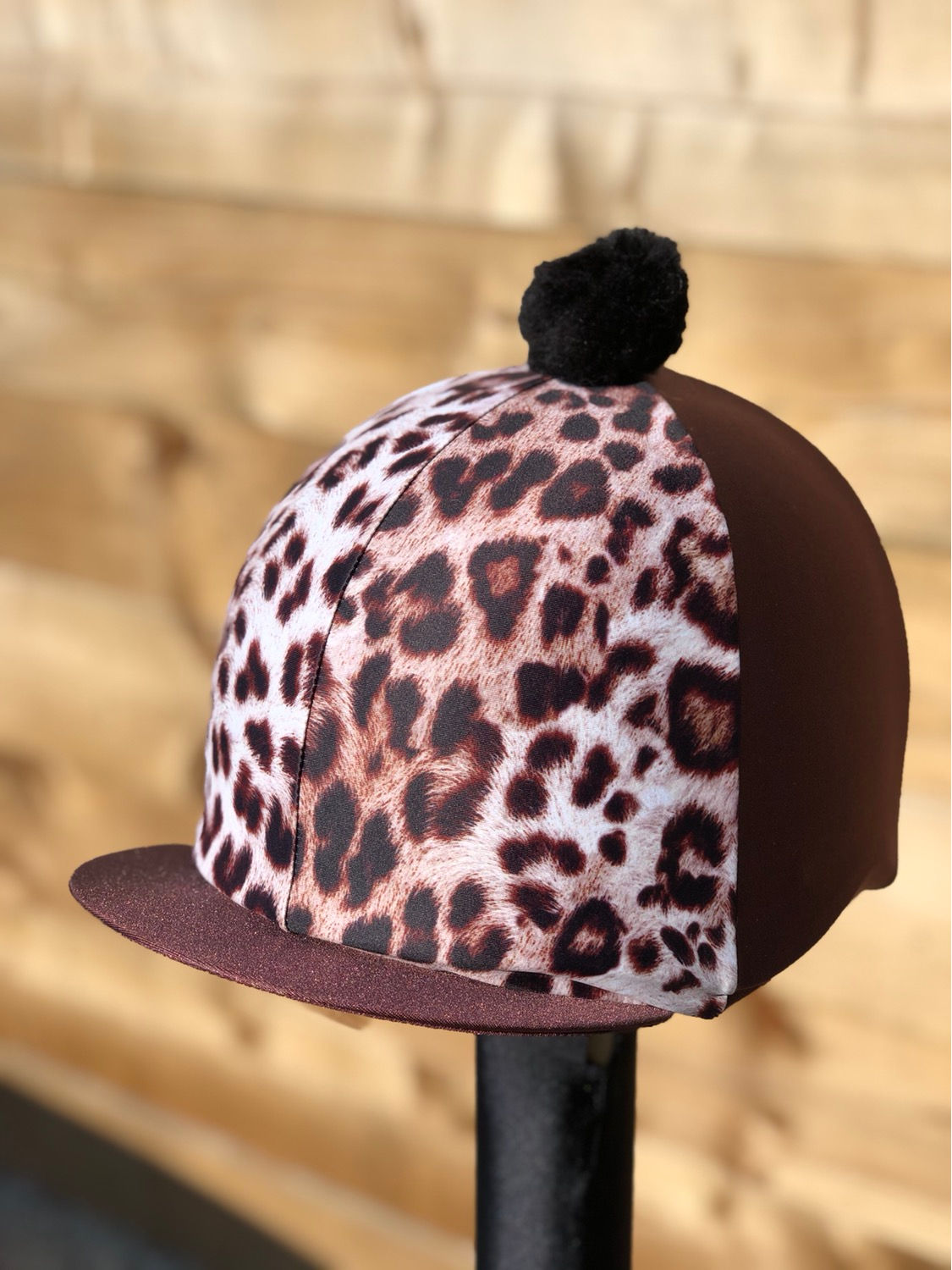 Chocolate Leopard wool Pom 