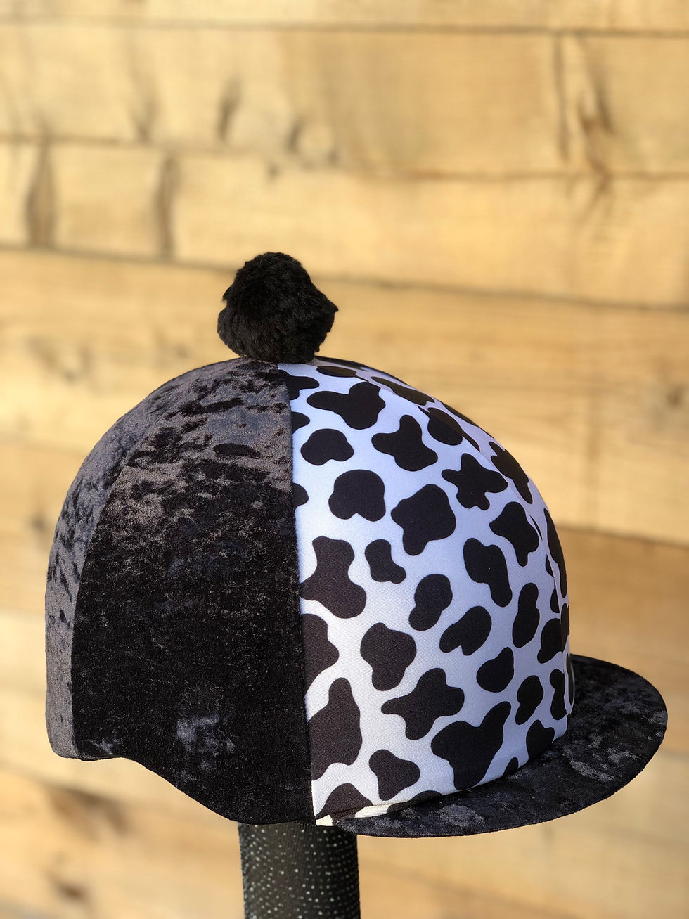 Thumbnail: Animal cow spot  front  black velvet base and peak 