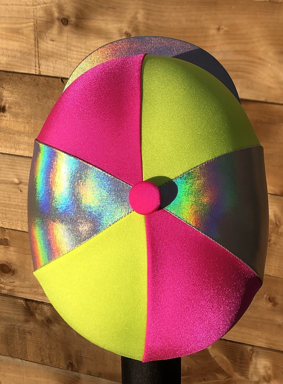 Thumbnail: Fluorescent pink and yellow and hologram shine side panels and peak 