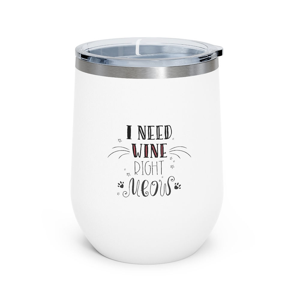 Thumbnail: "I need wine right meow" 12oz Insulated Wine Tumbler