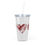 Thumbnail: "Hearts" Plastic Tumbler with Straw