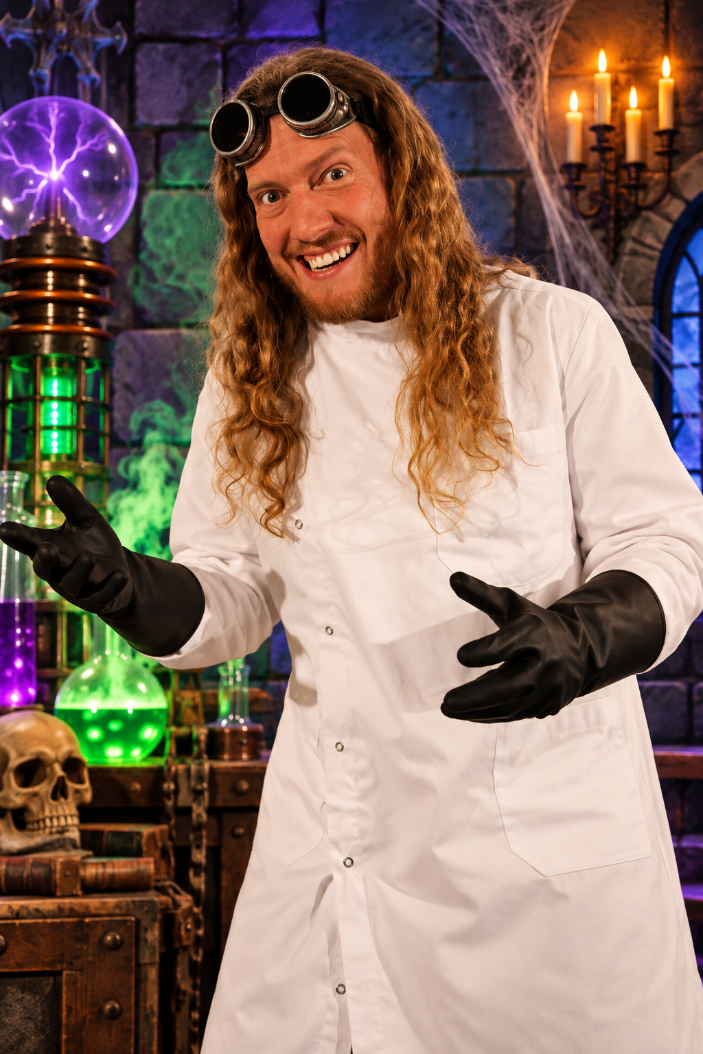 Dr. Frankenstein in his laboratory