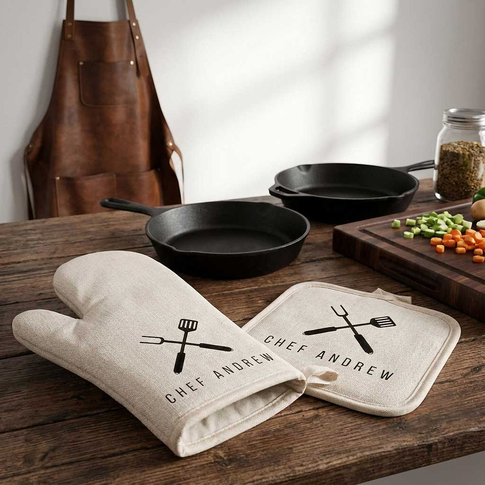 Thumbnail: Personalized Linen Oven Mitt and Pot Holder – Father’s Day Gift