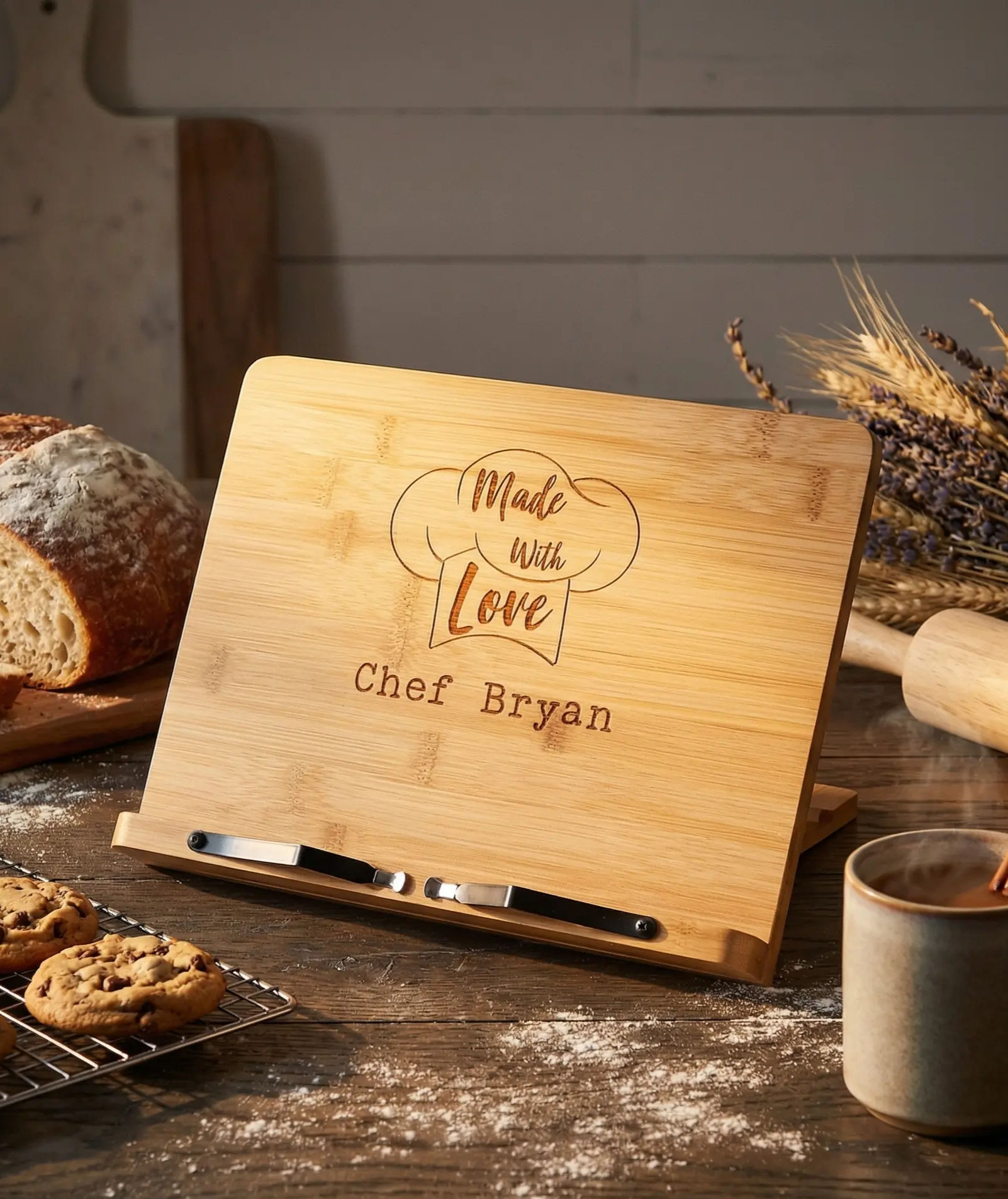 Personalized Tablet and Recipe Holder for Chefs