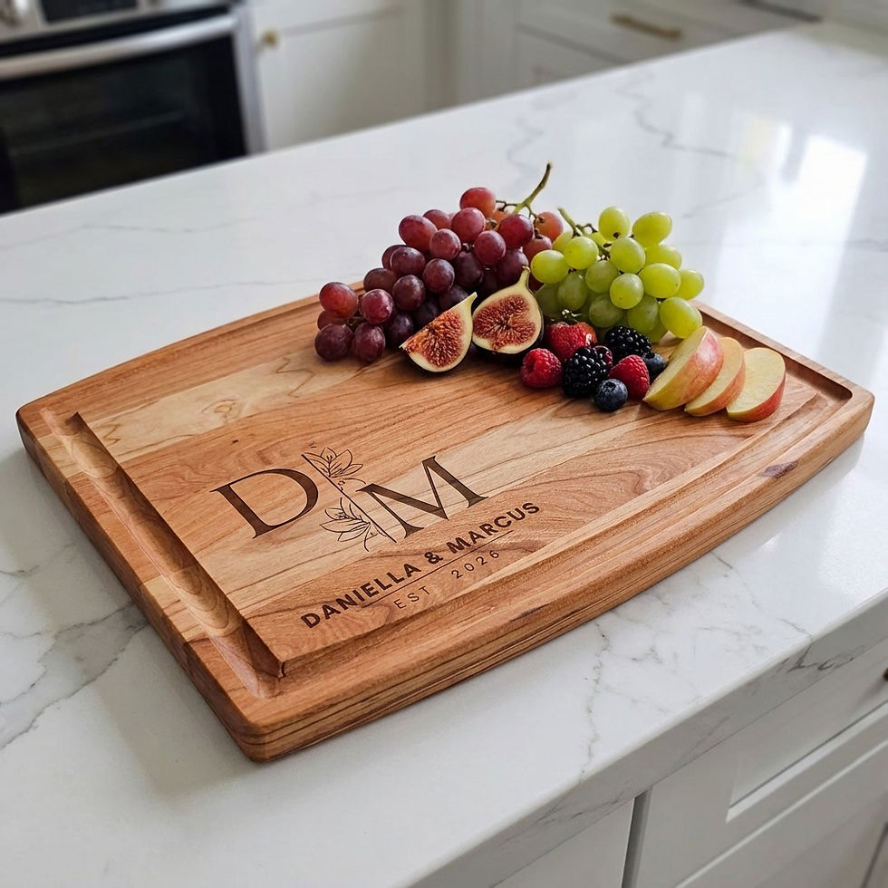 Thumbnail: Personalized Wooden Cutting Board | Floral Monogram Wedding Gift