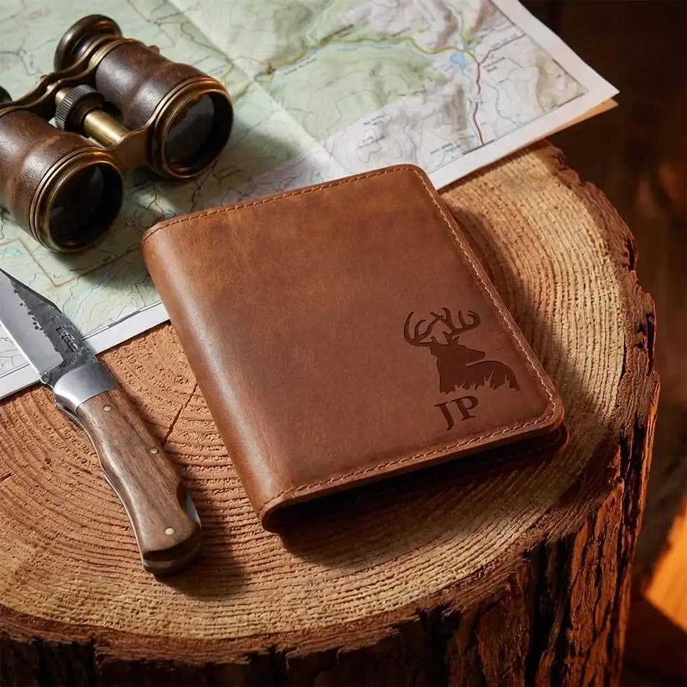 Thumbnail: Authentic full-grain leather passport sleeve with permanent high-contrast monogram engraving.