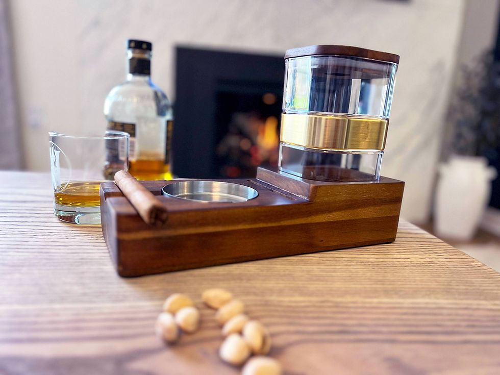 Thumbnail: Personalized Acacia Wood Humidor Set with Monogrammed Ashtray