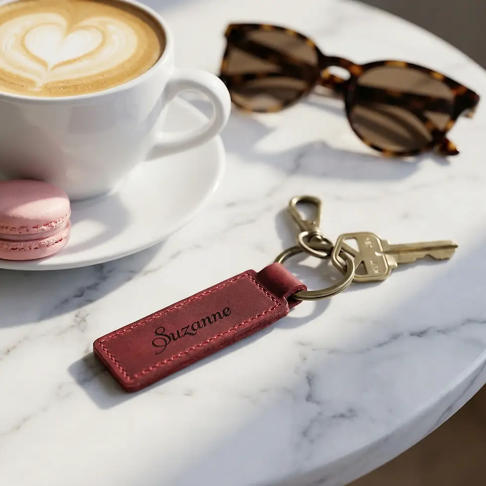 Thumbnail: Custom Leather Key Ring - Gift for Her