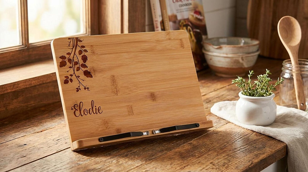 Miniature : Porte-recettes personnalisé en bambou | Support iPad sur mesure pour la cuisine