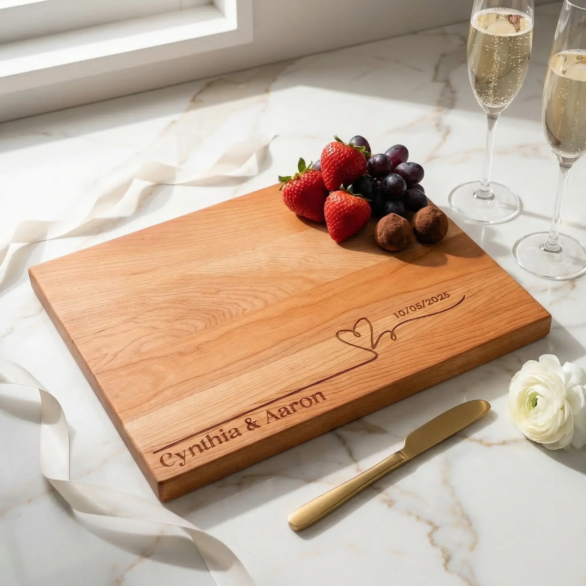 Personalized Cutting Board for Couples – Custom Engraved Charcuterie Board