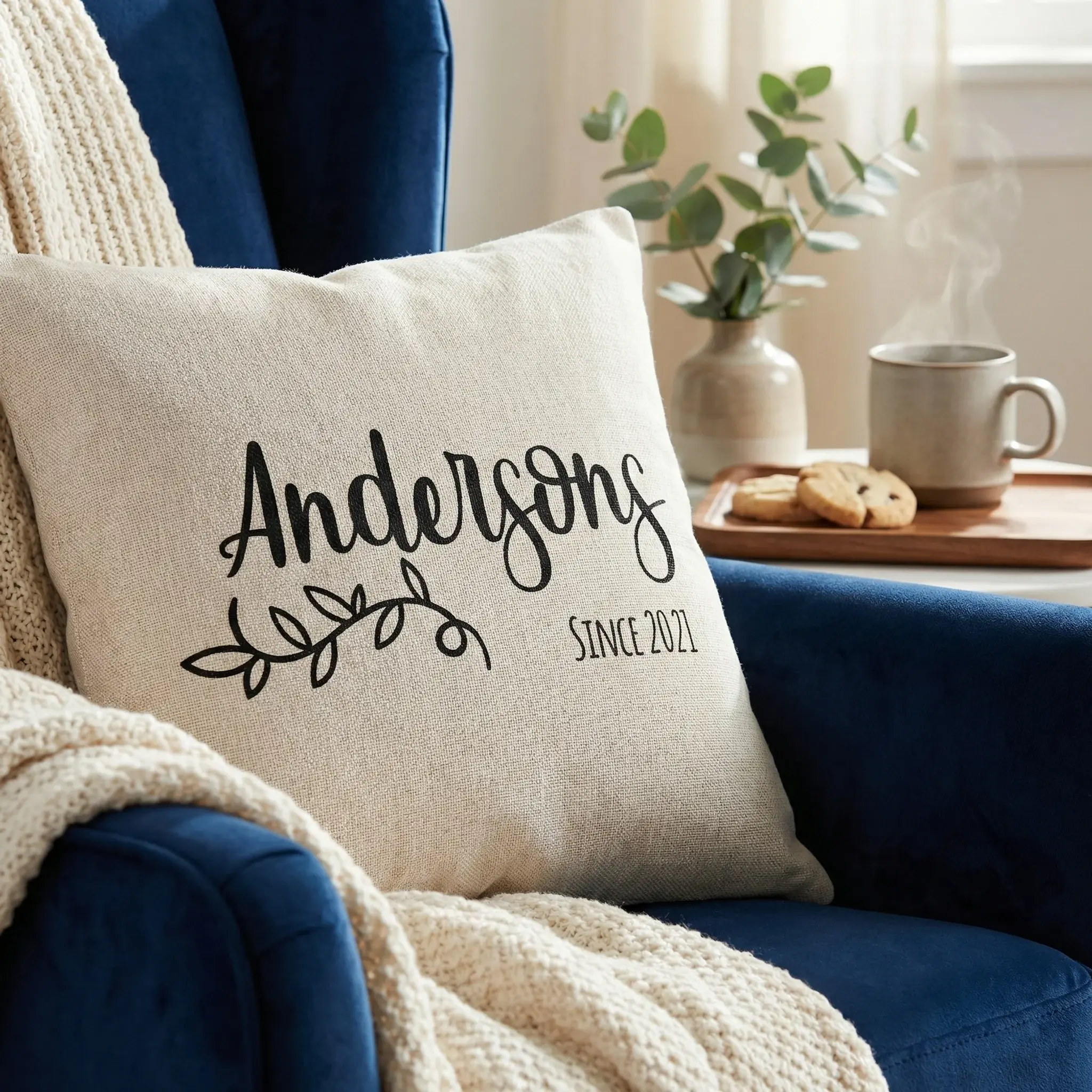 Taie d'oreiller en lin personnalisée – Cadeau personnalisé avec imprimé familial
