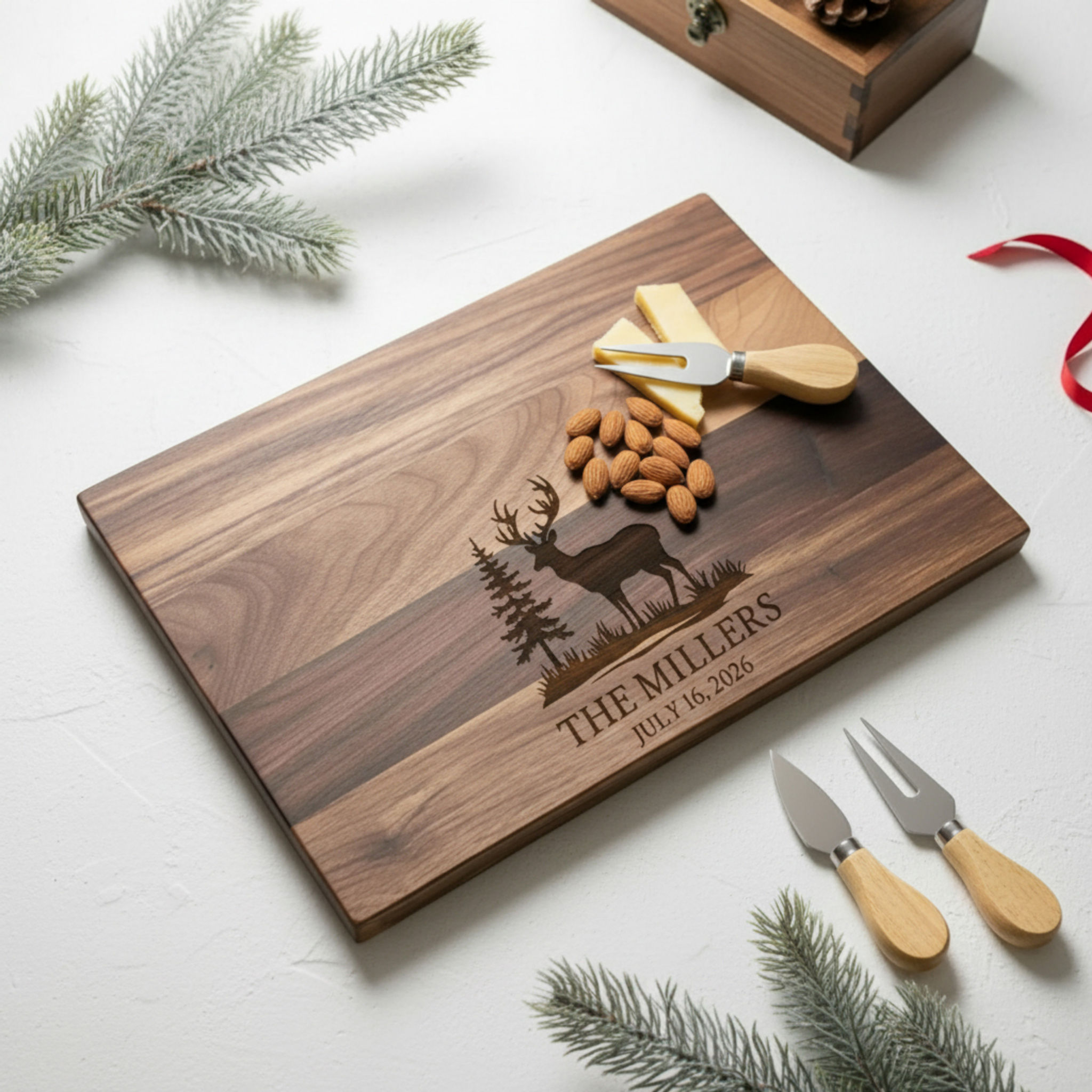 Custom Engraved Christmas Cutting Board | Personalized Family Charcuterie Board