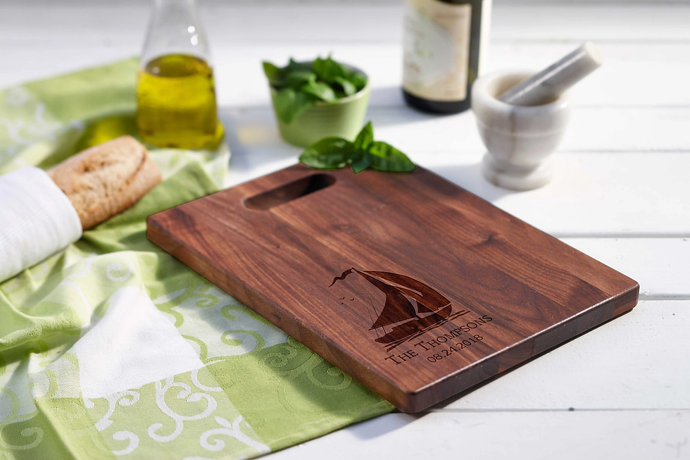 Thumbnail: Custom Engraved Cutting Board with handle - Housewarming Gift