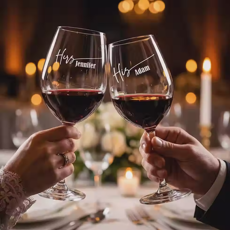Personalized Wine glasses, laser-engraved His and Hers Glasses