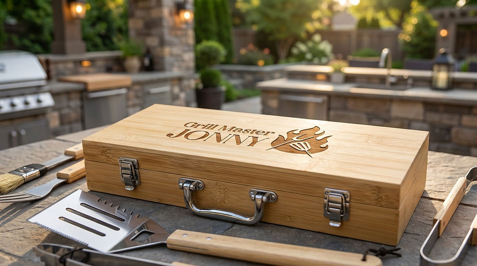 Miniature : Ensemble d'ustensiles de barbecue personnalisés et gravés – Ensemble d'ustensiles de barbecue personnalisés
