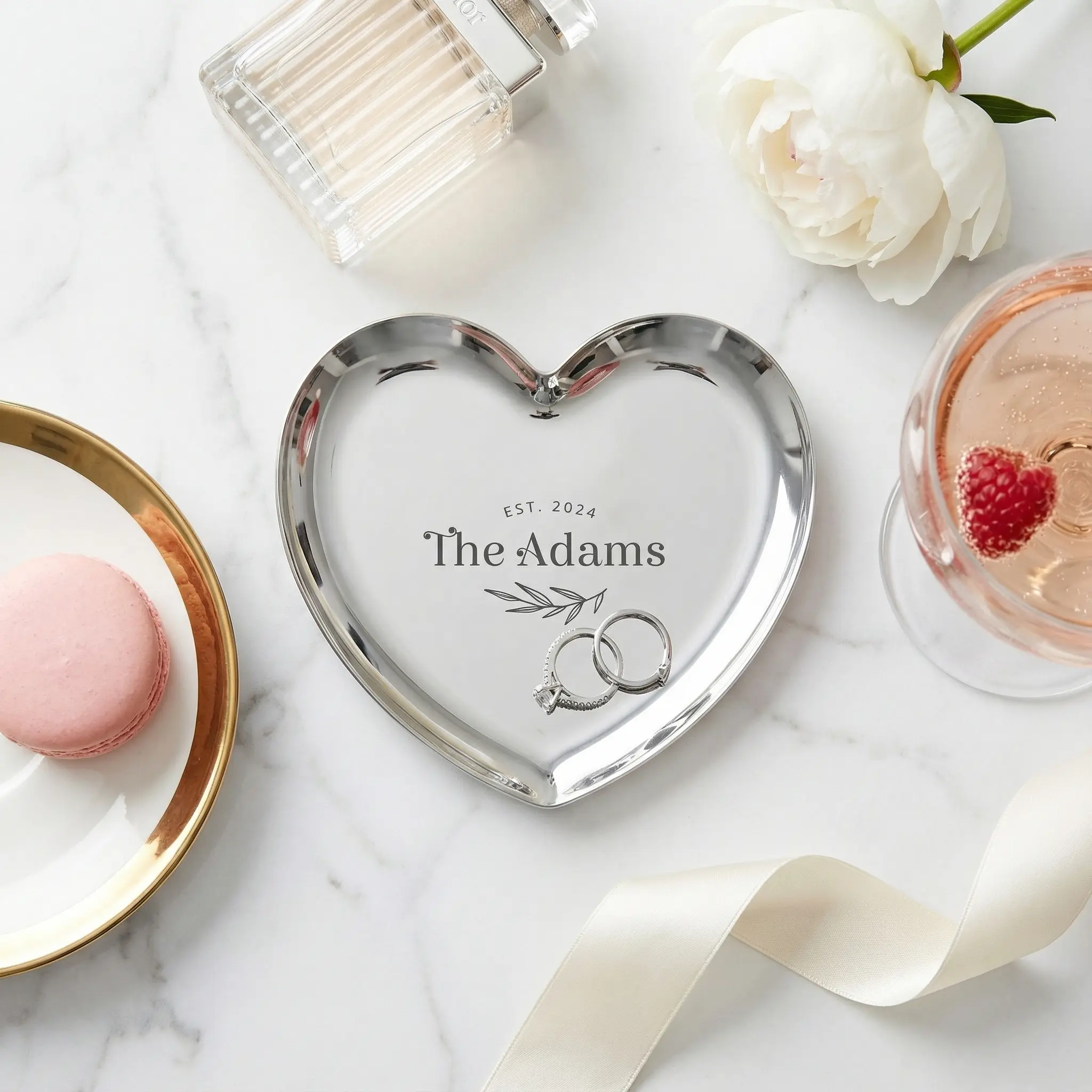 Personalized Silver Color Ring Dish