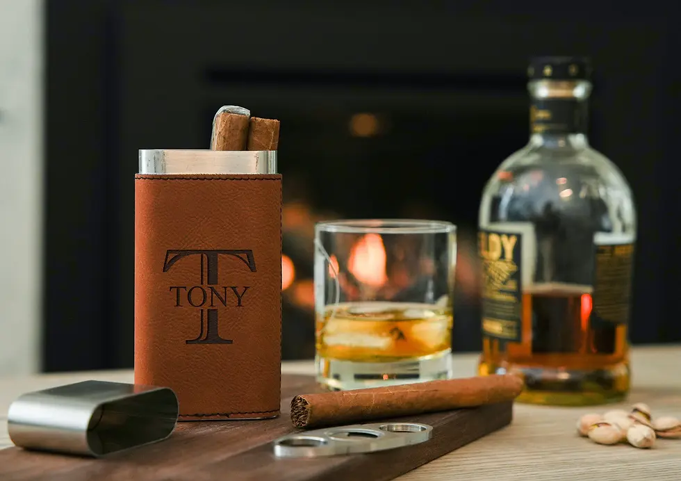 Thumbnail: Custom Groomsmen Cigar Case with Cutter