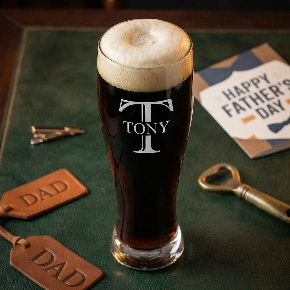 Thumbnail: Personalized Beer Glass with Initial and Name | Custom Engraved Glassware