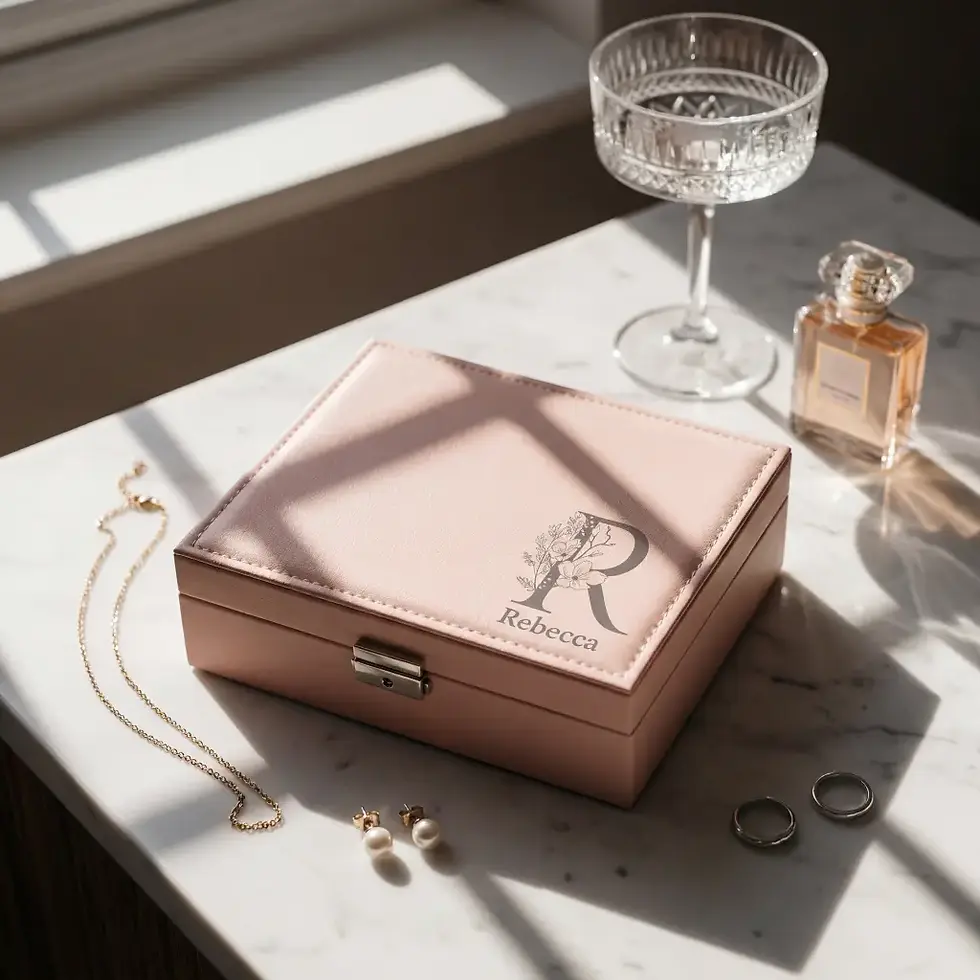 Thumbnail: Personalized Pink Leatherette Jewelry Case – The Perfect Mother’s Day Gift